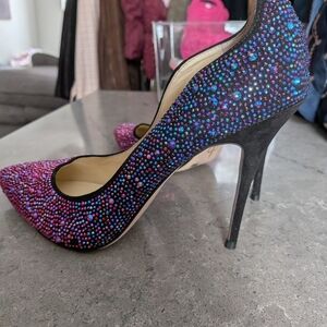 Jessica Simpson Black and Pink Glitter Heels